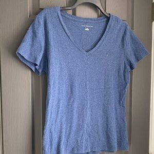Tommy Hilfiger Women's Heather Blue V-Neck Tee